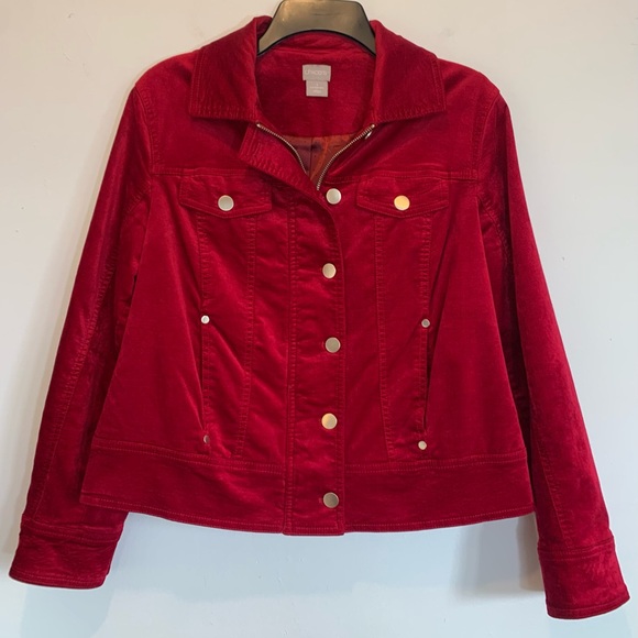 Chico's Jackets & Blazers - Chico’s Red Velvet Jean Jacket 1